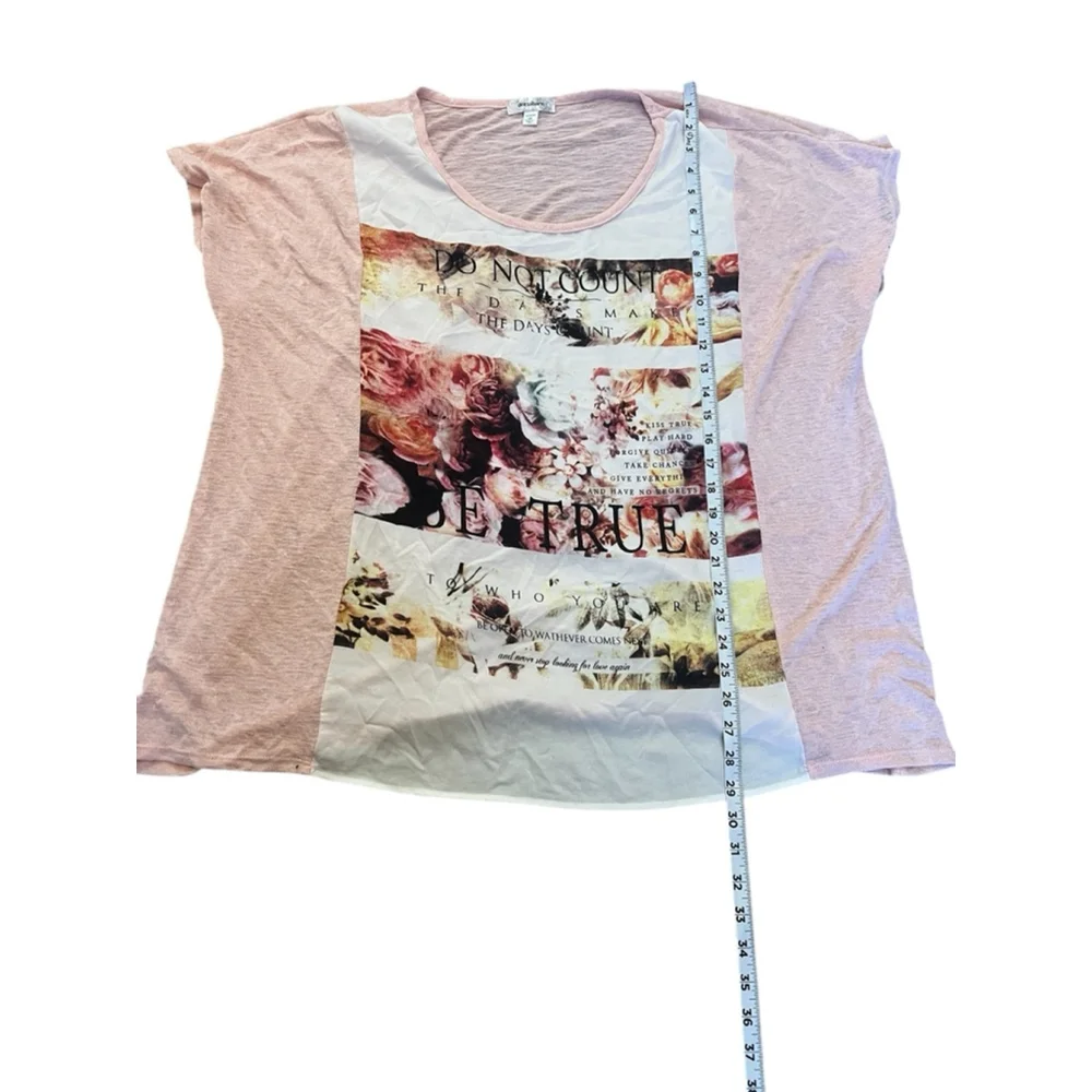 Dressbarn 3X Floral Graphic Tee Pink Lightweight Plus Size Boho Top - Picture 9 of 11